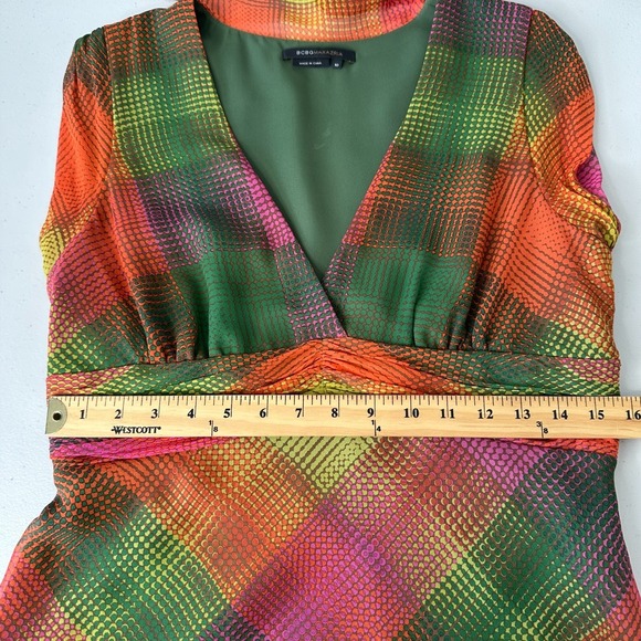 BcbgMaxazaria Silk Knee Length Dress Neck Tie Diamond - Picture 10 of 16